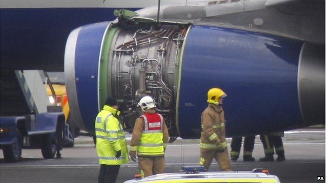 British Airways plane without cowl