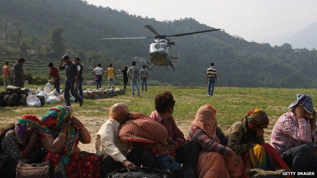 Rescued flood evacuees