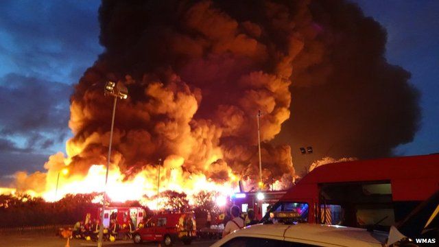 Crews at the Smethwick fire, photograph by West Midlands Ambulance Service