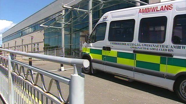 An ambulance at Ysbyty Gwynedd