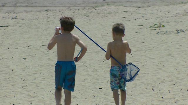Two boys on beach