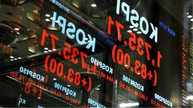 A stock index board in South Korea