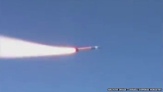 Still from Israeli Defence Ministry archive footage of the launching of a “Sparrow” target missile