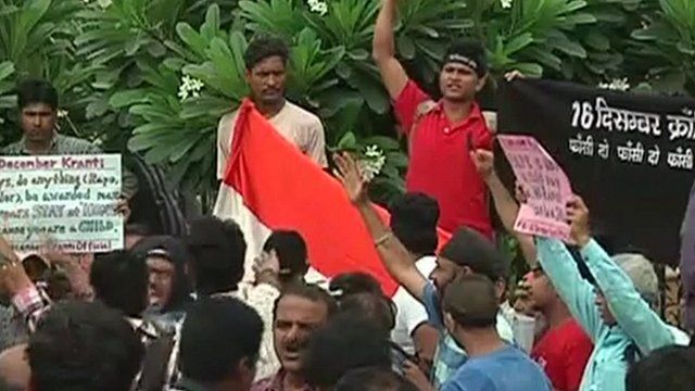 Protesters outside Delhi court