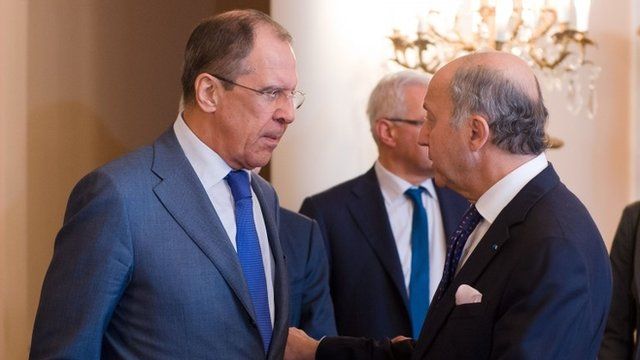 Sergei Lavrov and Laurent Fabius