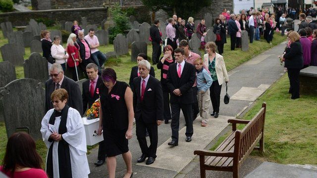 April Jones coffin taken into St Peter's Church