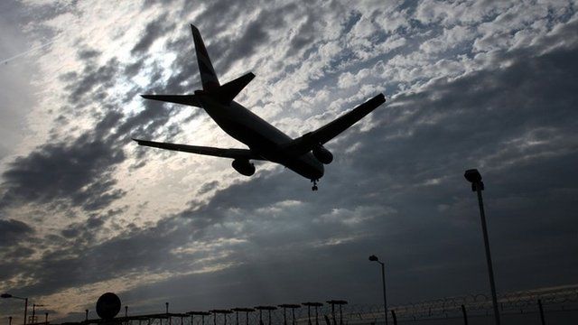 Plane landing at Heathrow