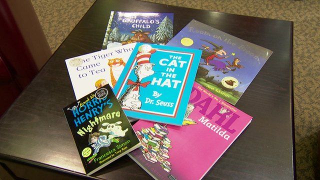 Books on a table