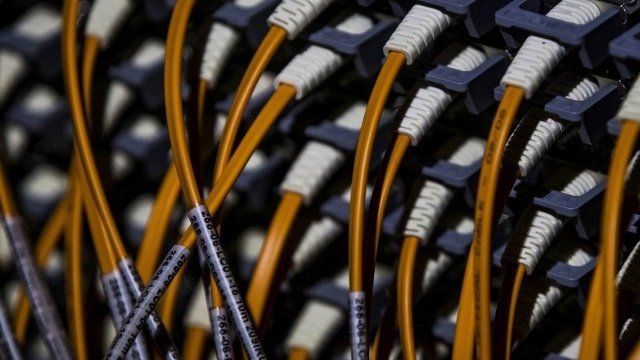 Wires at the back of a super computer