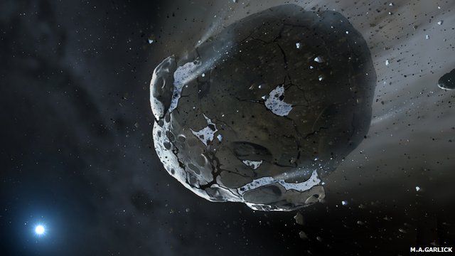 Artist's impression of an asteroid being torn apart