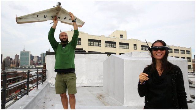 Georgi and Nina Tushev with a homemade drone