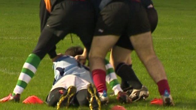 Rugby players training