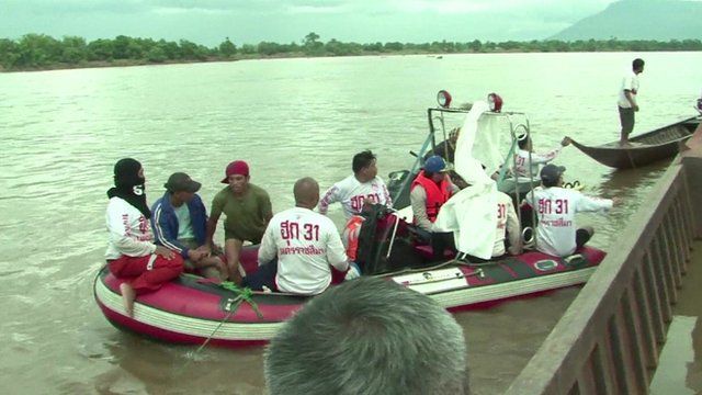 Rescuers on boat