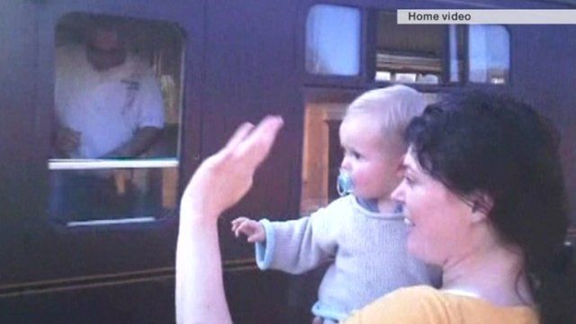 Rachael Slack and her son Auden in a home video