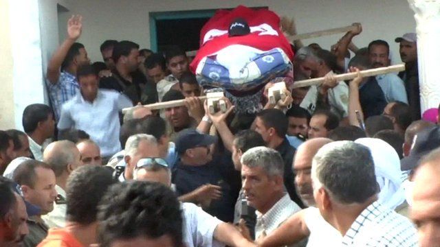 Police funeral in Sidi Bouzid in Tunisia