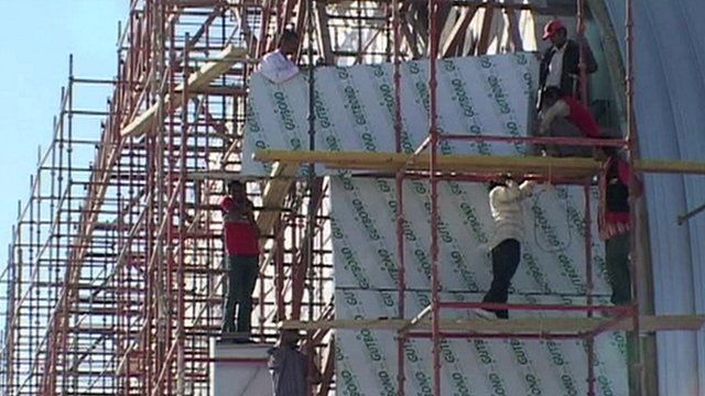 Workers on scaffolding