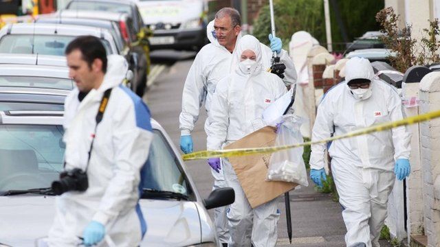Police officers at the scene in Gosport