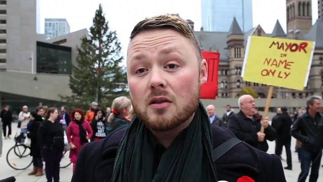 An anti-Rob Ford protester in Toronto