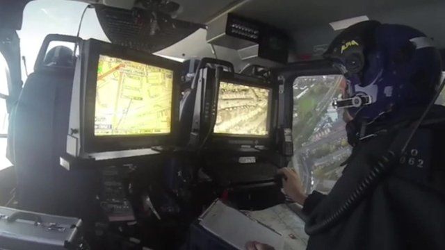 Inside police helicopter
