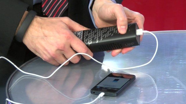 Upp used to charge a mobile phone