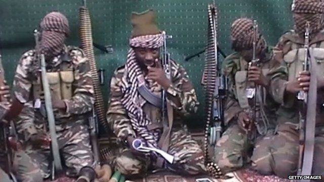 Screenshot from video purportedly showing Boko Haram leader Abubakar Shekau and militants - file image