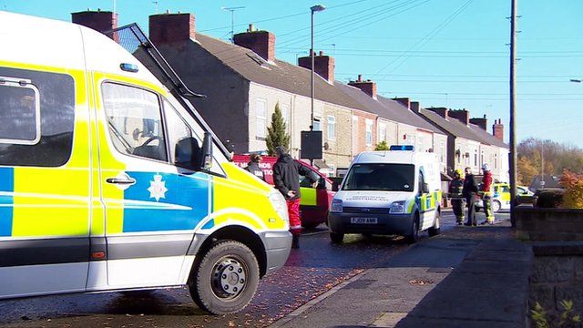 Emergency services at scene of fire in North Wingfield near Chesterfield