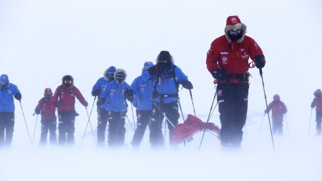 Prince Harry and the team trekking