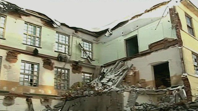The collapsed factory building in Heilongjiang Province