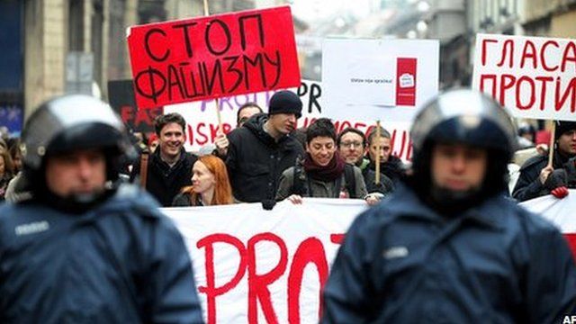 Gay rights protesters in Zagreb. 30 Nov 2013