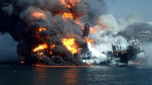 The Deepwater Horizon wellhead, April 2010, in the Gulf of Mexico