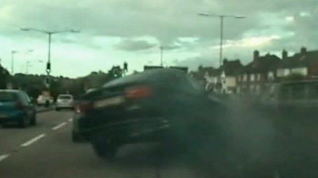 Michael Bond crashes into a central reservation area during a police chase in Birmingham