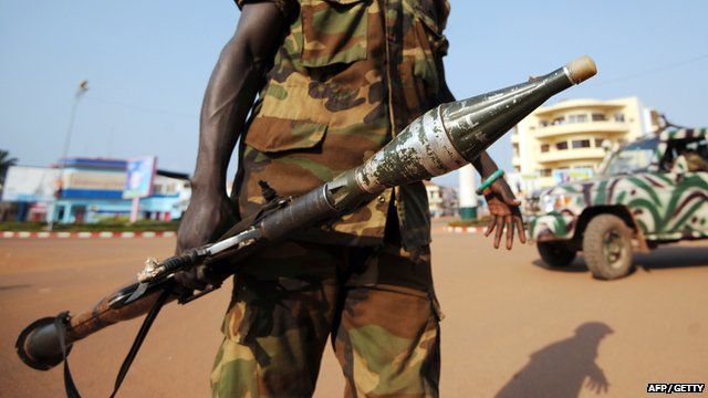 Soldier on patrol in Bangui