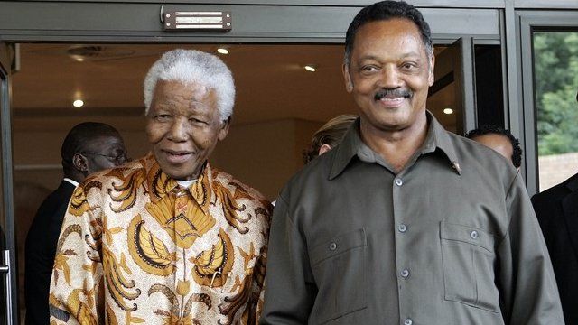 Nelson Mandela and the Reverend Jesse Jackson