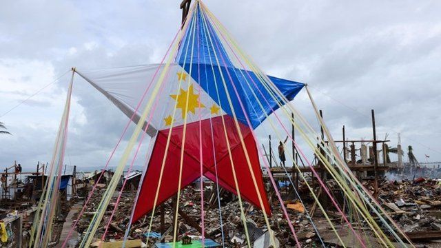 A giant Christmas star fashioned out as a Philippine flag