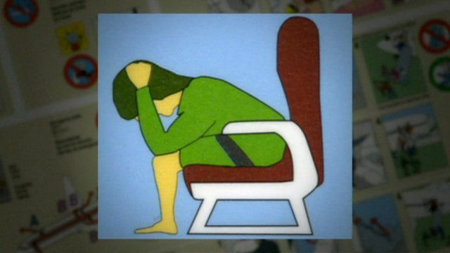 An illustration of the brace position
