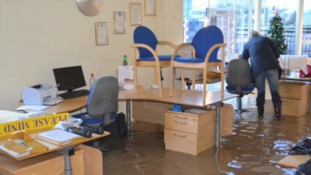 Flooded office