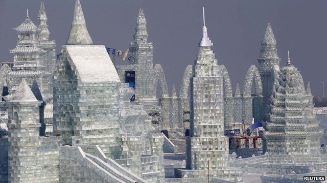 Large snow sculpture at Harbin International Ice Festival