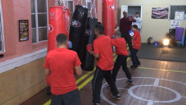 At work in the new boxing gym in a Sheffield mosque