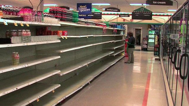 Shop shelves depleted of bottled water