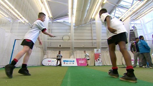 Children playing badminton
