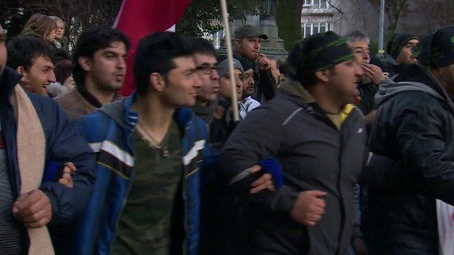 Afghan asylum seekers protesting in Belgium