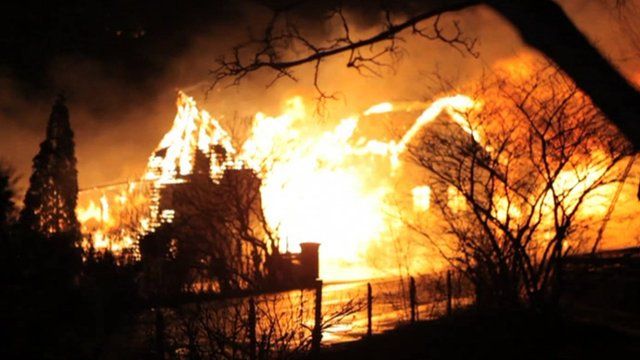 Burning buildings
