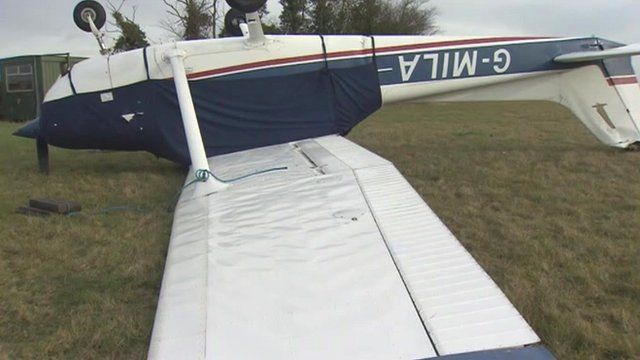 Cessna overturned in storm