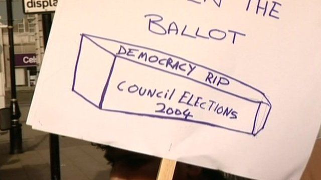 Banners outside the elections