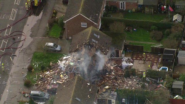 Scene of suspected gas explosion in Clacton, Essex