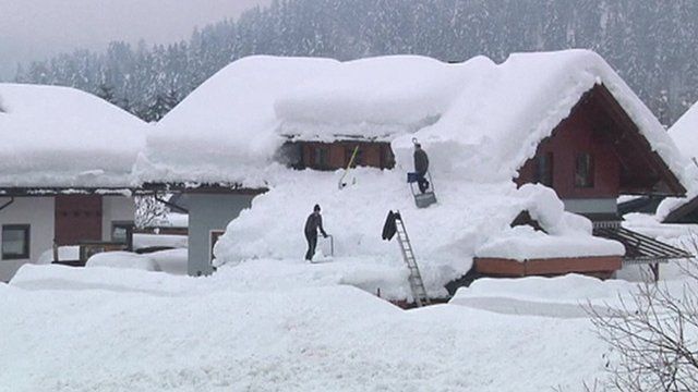 House buried in snow in Austria