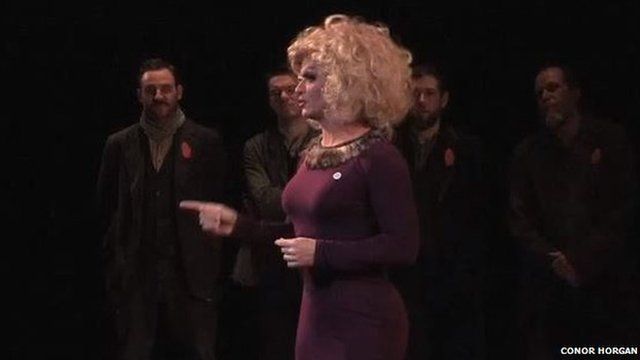 Panti Bliss giving a speech on homophobia at the Abbey Theatre in Dublin