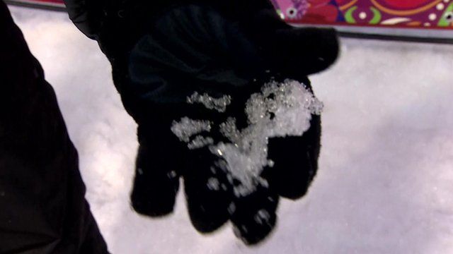 A handful of melting snow