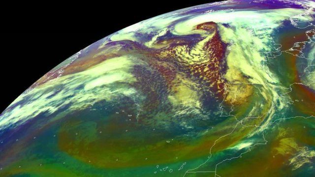Satellite image of storms over UK