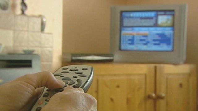 Sky TV remote pointed at TV